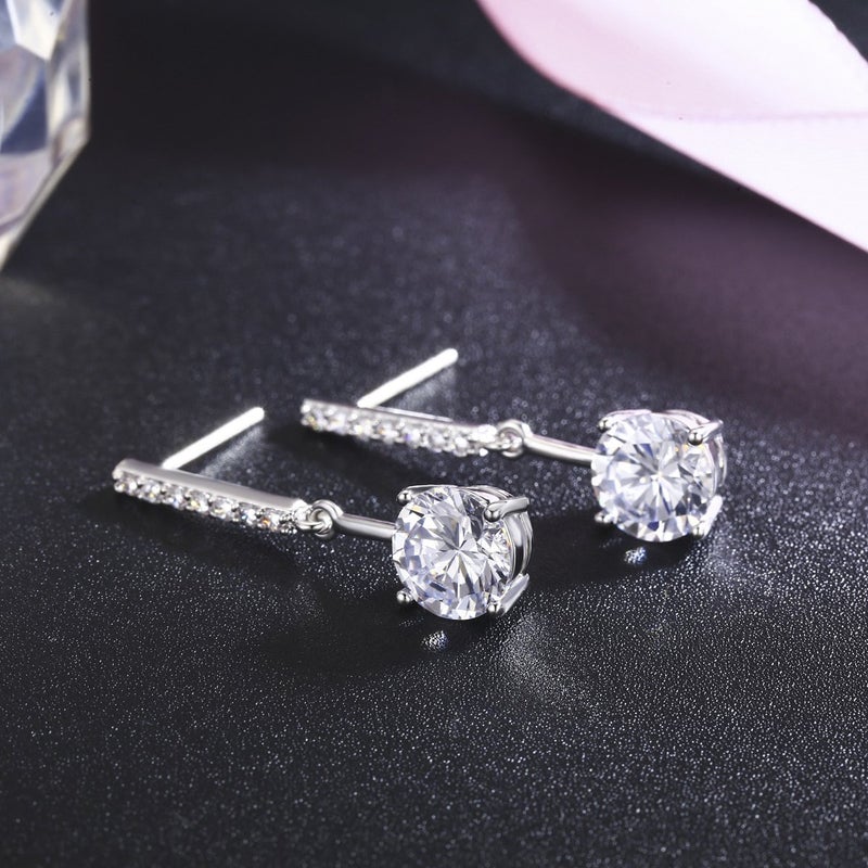 SBLING Platinum-Plated Cubic Zirconia Drop Earrings - Image 3